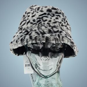 Eugenia Kim Hat Stone Brow Leopard Print Charlie Bucket Hat Faux Fur Cottagecore
